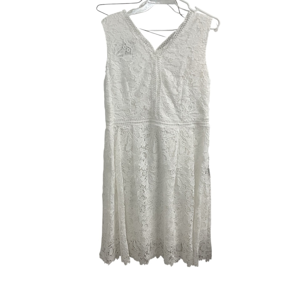 NWT Studio B White lace dress knee length size 10